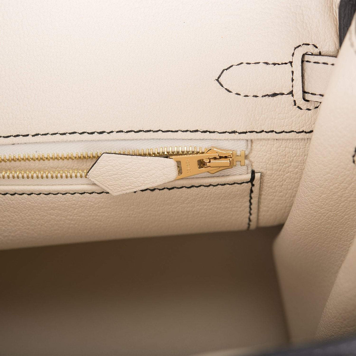 Hermes Birkin 25 Black and Craie Togo Brushed Gold Hardware