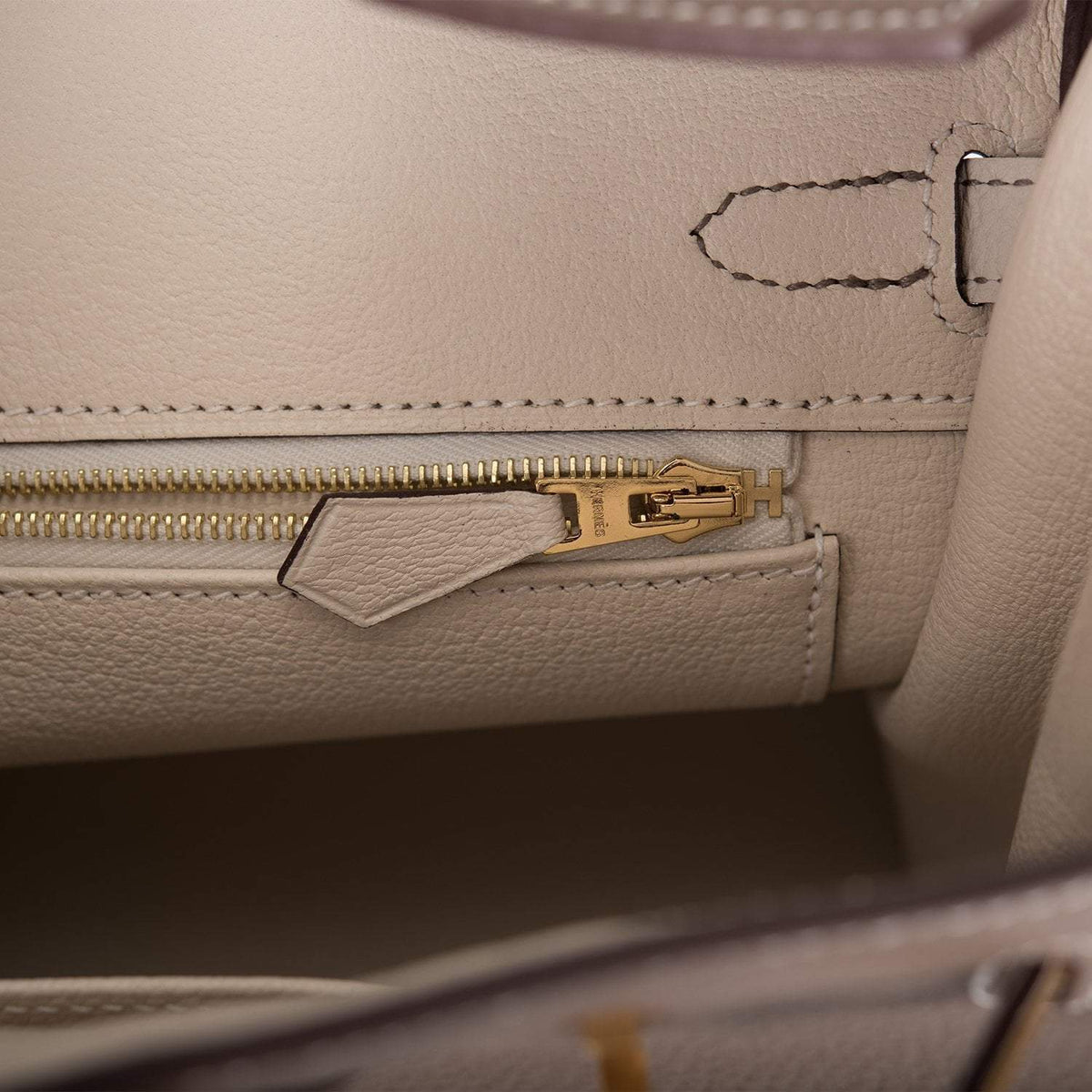 Hermes Birkin 25 Etoupe and Craie Togo Brushed Gold Hardware