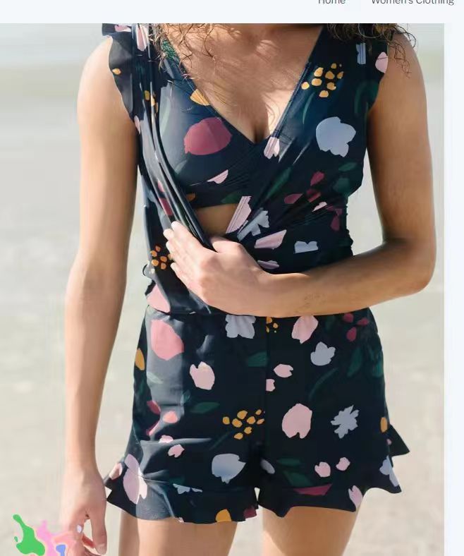 Built-in Bra Hot Spring Boxer Print American One-piece Swimsuit