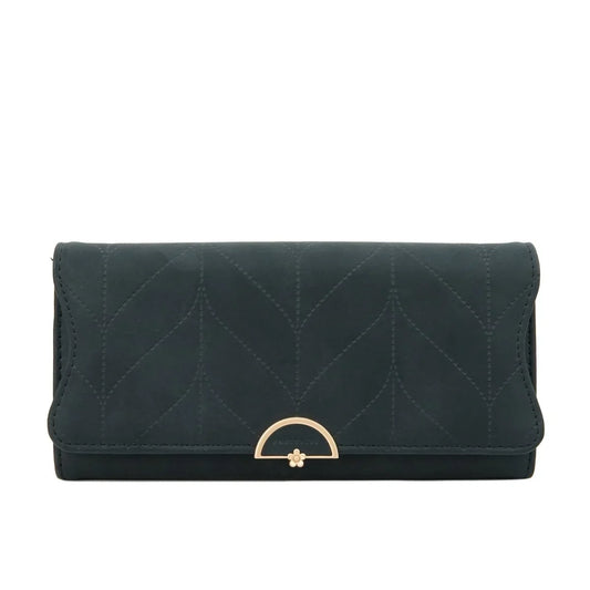 Women's Quilted Long Wallet – Elegant Trifold Clutch Purse with Card Slots