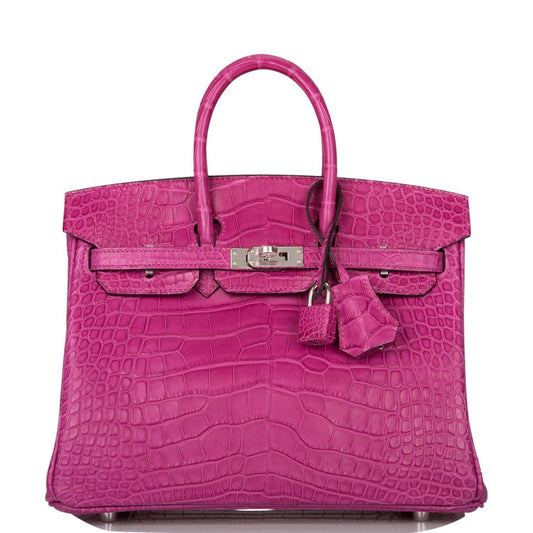 Hermes Birkin 25 Rose Scheherazade Matte Alligator Palladium Hardware