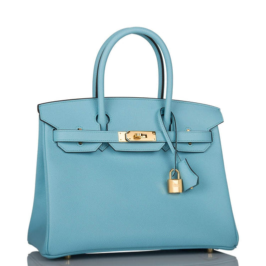 Hermes Birkin 30 Bleu Atoll Epsom Gold Hardware