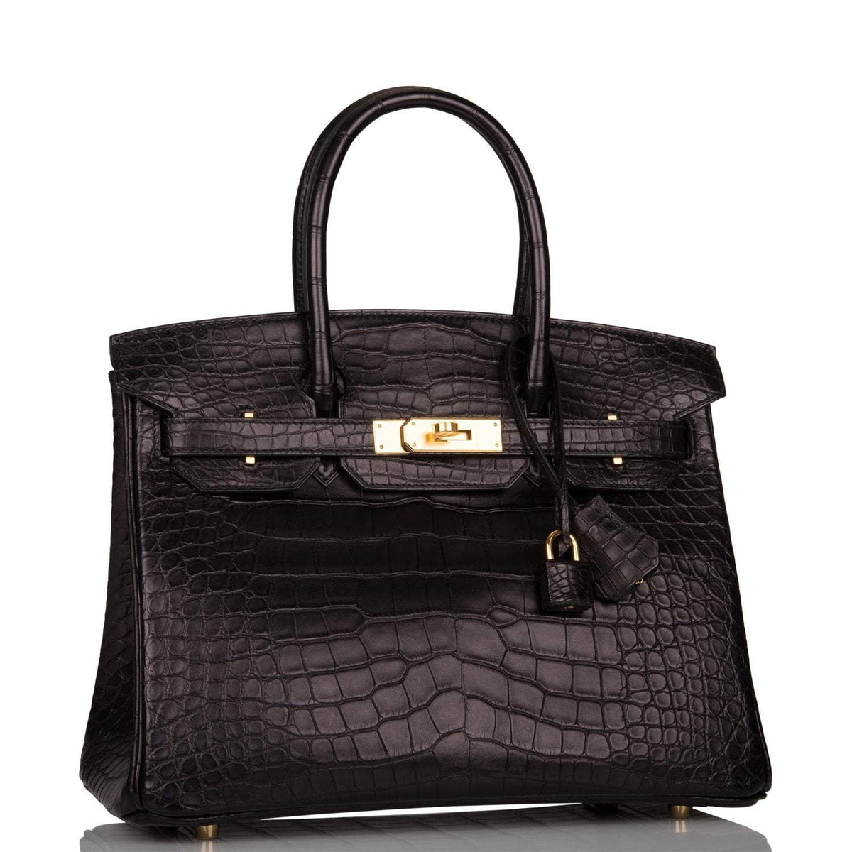 Hermes Birkin 30cm Black Matte Alligator Gold Hardware