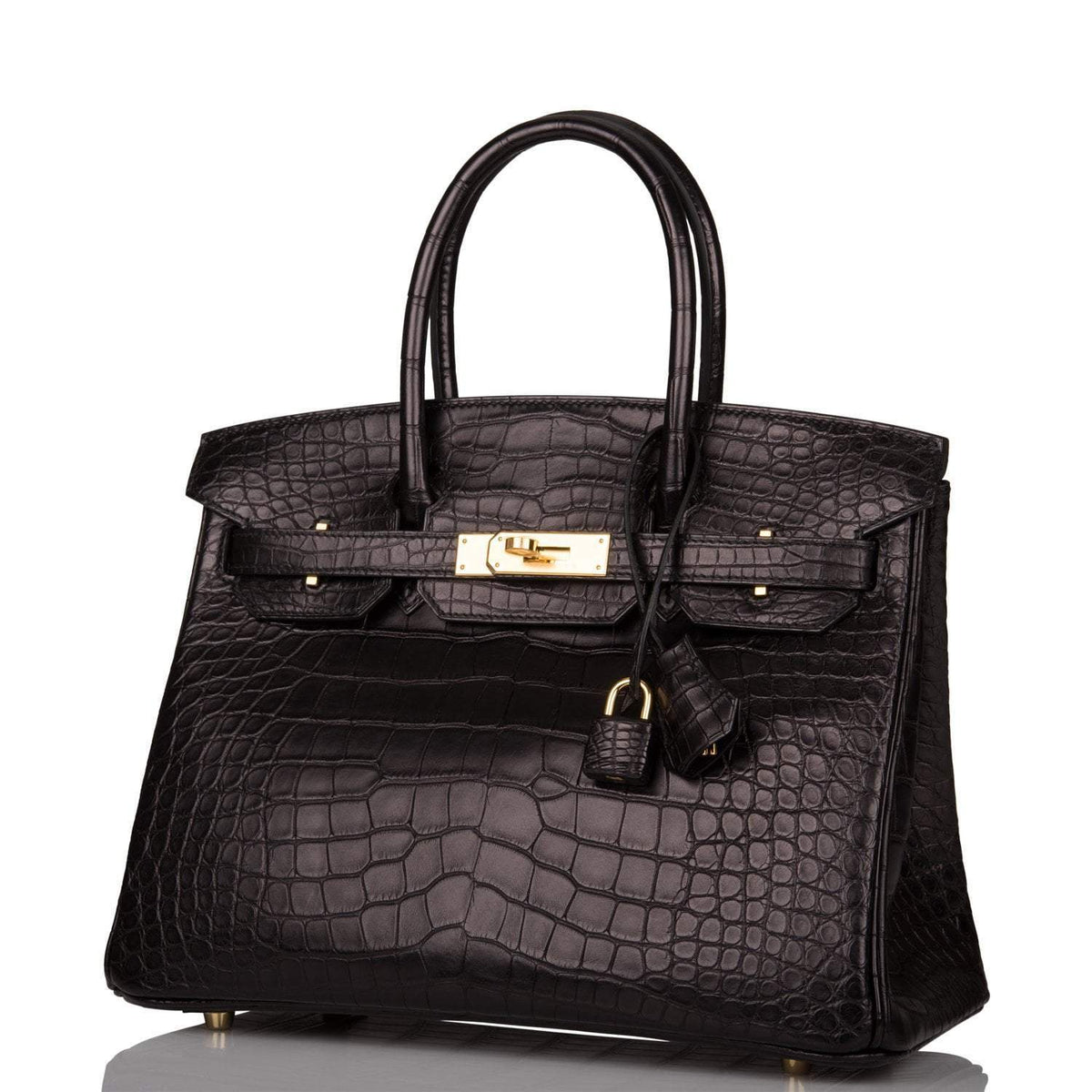 Hermes Birkin 30cm Black Matte Alligator Gold Hardware