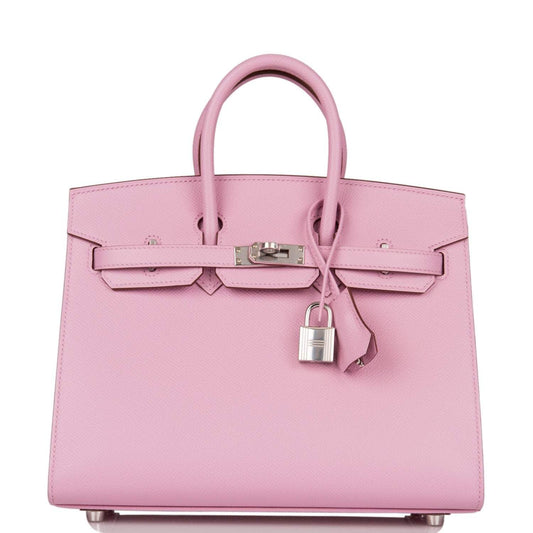 Hermes Birkin 25 Mauve Sylvestre Sellier Veau Madame Palladium Hardware
