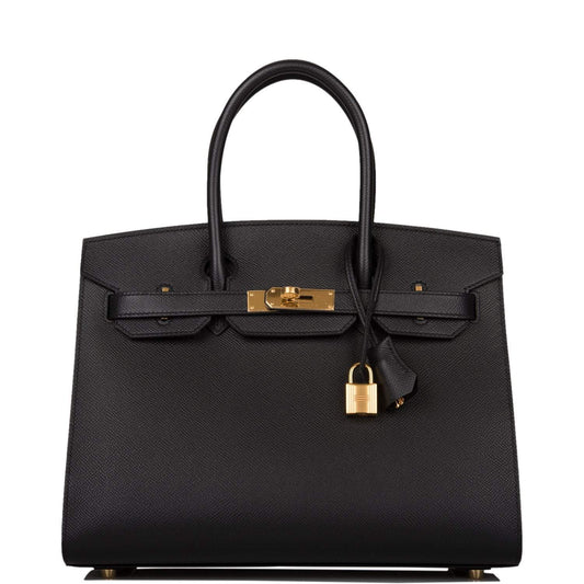 Hermes Birkin Sellier 30 Black Epsom Gold Hardware