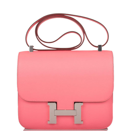 Hermes Rose D'Ete Verso Evercolor Constance 24cm Palladium Hardware