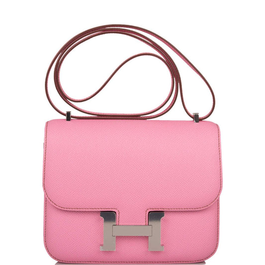 Hermes Mini Constance 18 Bubblegum 5P Epsom Palladium Hardware