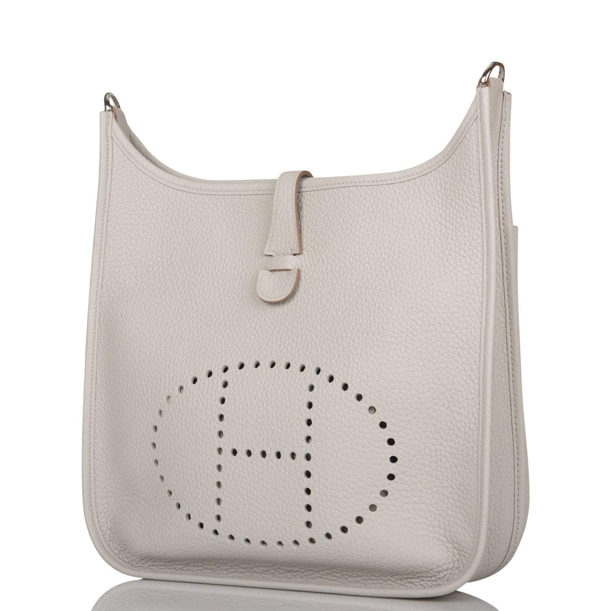 Hermes Gris Perle Clemence Evelyne III PM Bag Palladium Hardware