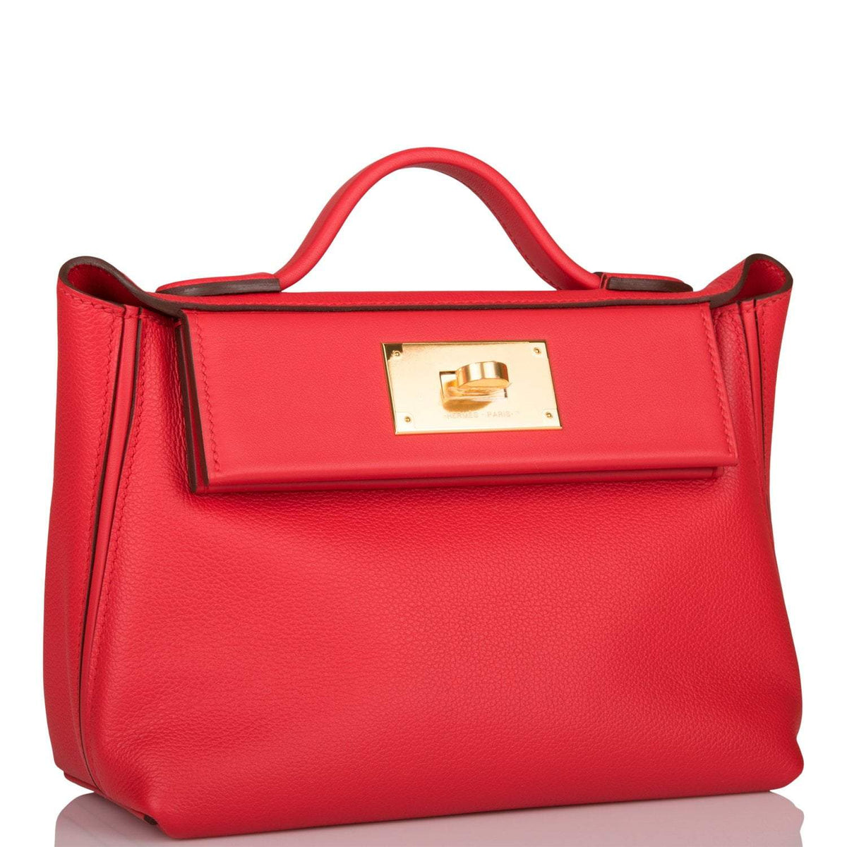Hermes Rouge de Coeur Evercolor and Swift Mini 24/24 Bag Gold Hardware
