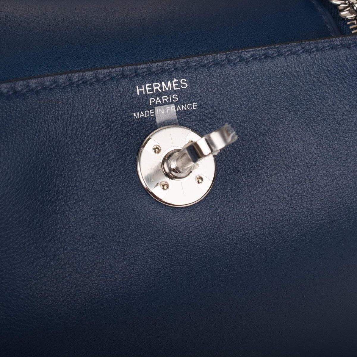 Hermes Bleu Navy Verso Swift Mini Lindy Palladium Hardware