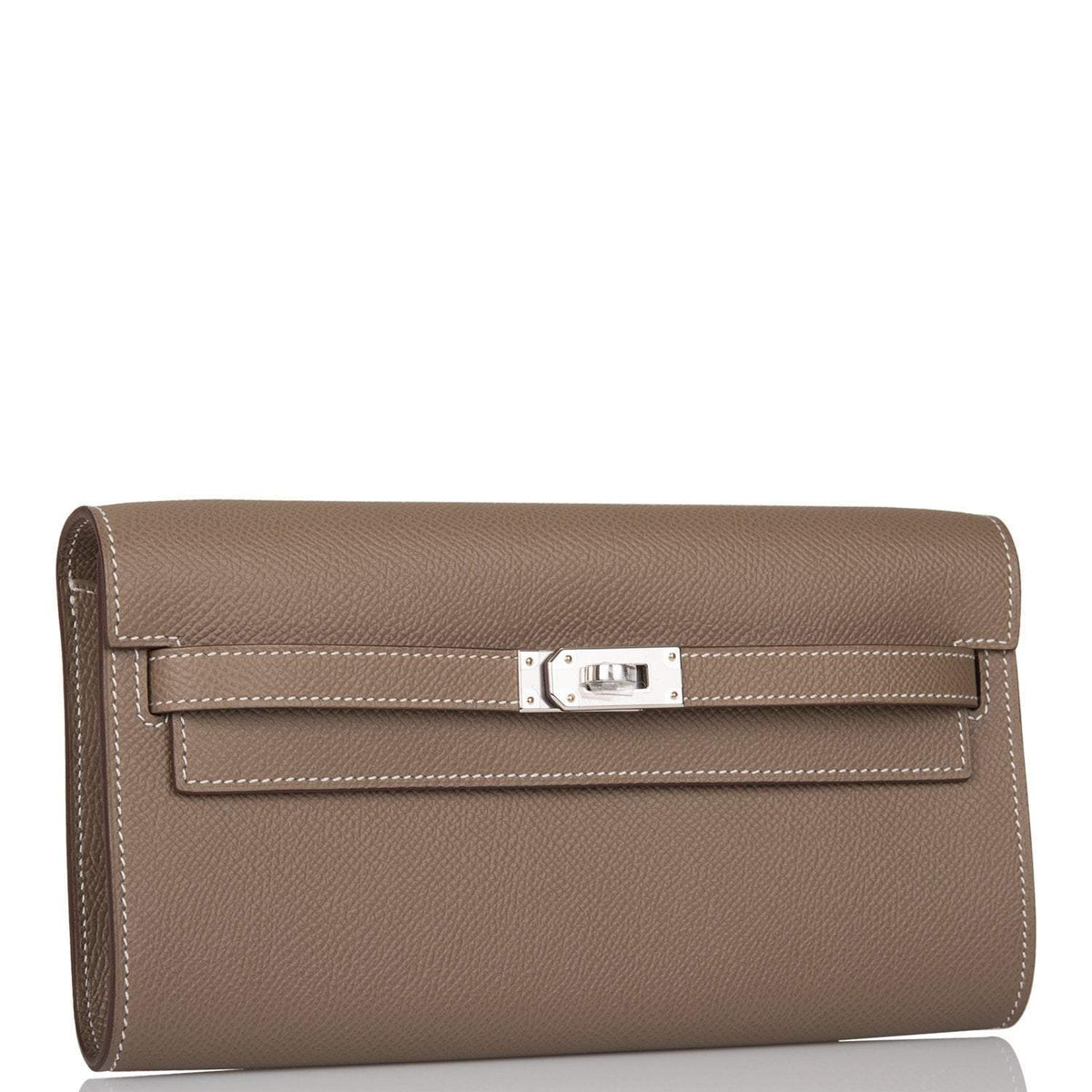Hermes Etoupe Epsom Kelly Wallet To Go Palladium Hardware