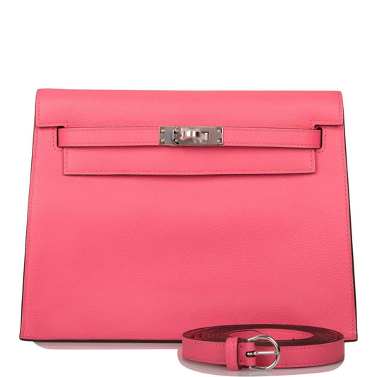 Hermes Rose Azalee Evercolor Kelly Danse Palladium Hardware