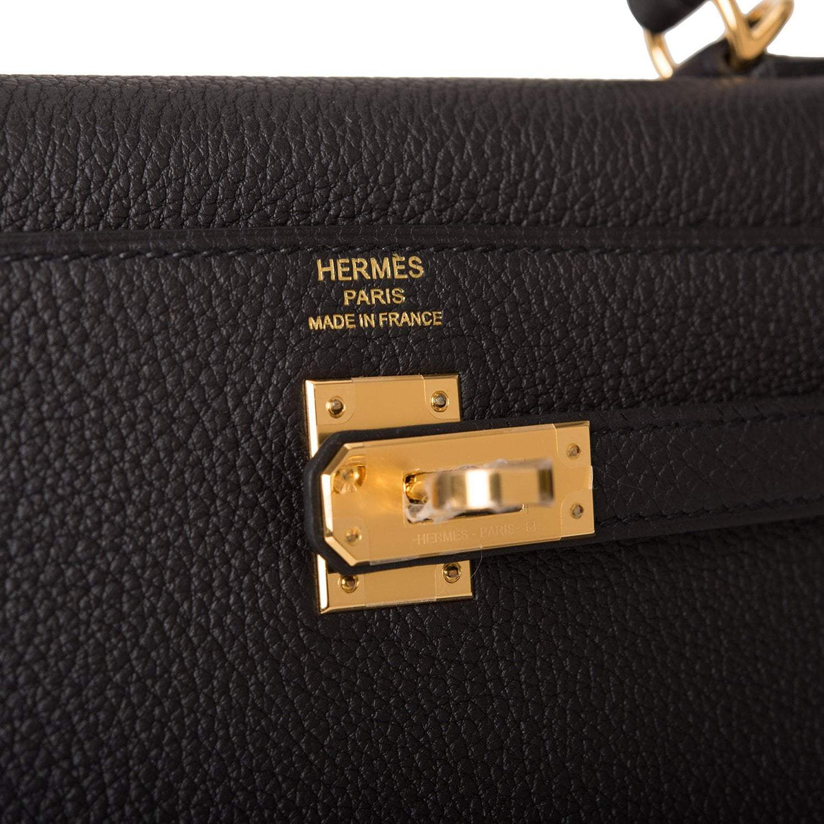 Hermes Kelly Retourne 25 Black Togo Gold Hardware