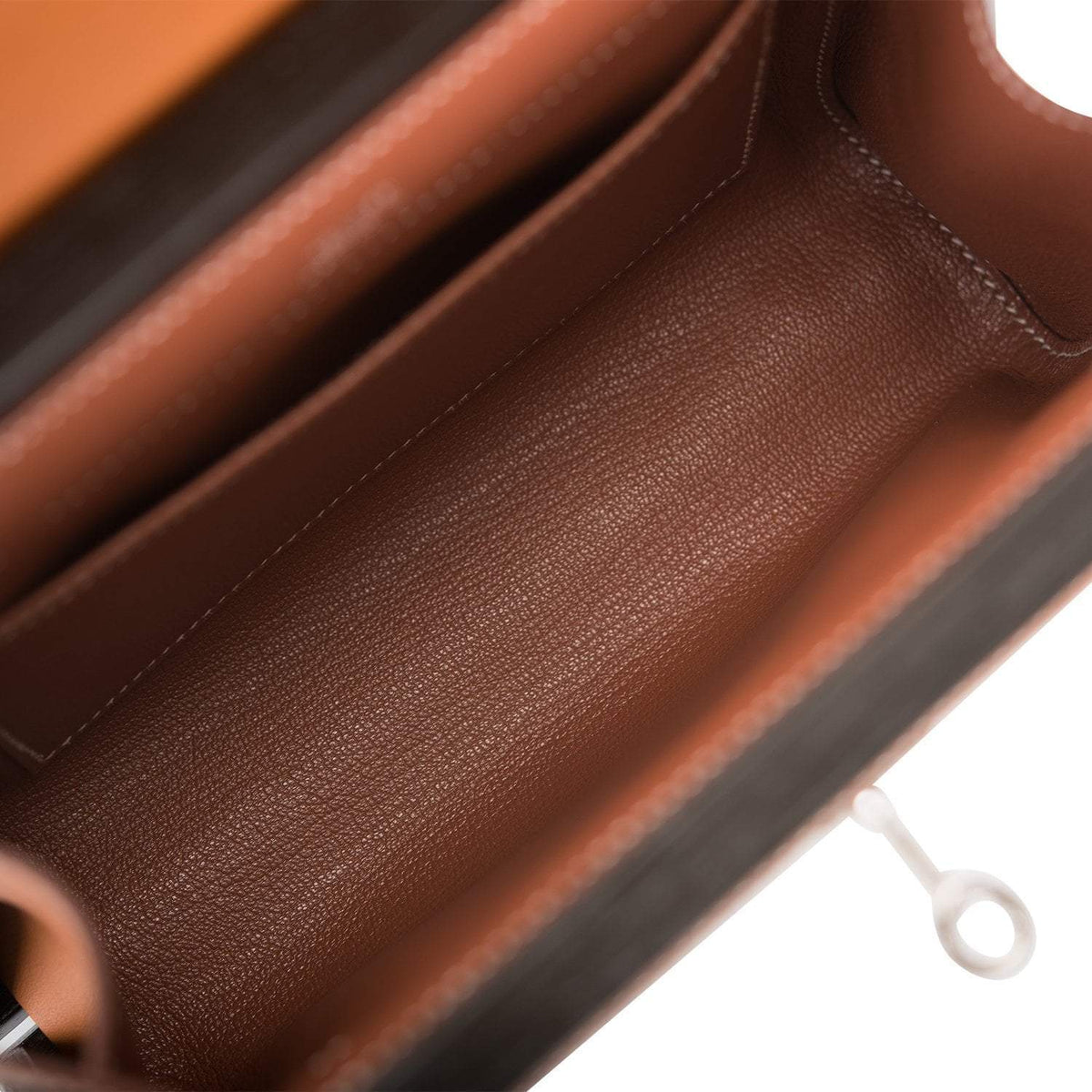 Hermes Fauve Barenia and Natural Wood "Kelly Wood" 22cm Palladium Hardware