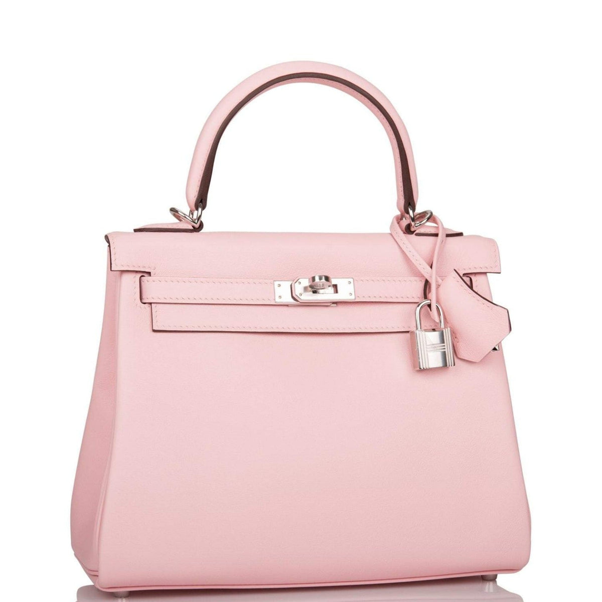 Hermes Rose Sakura Swift Retourne Kelly 25cm Palladium Hardware