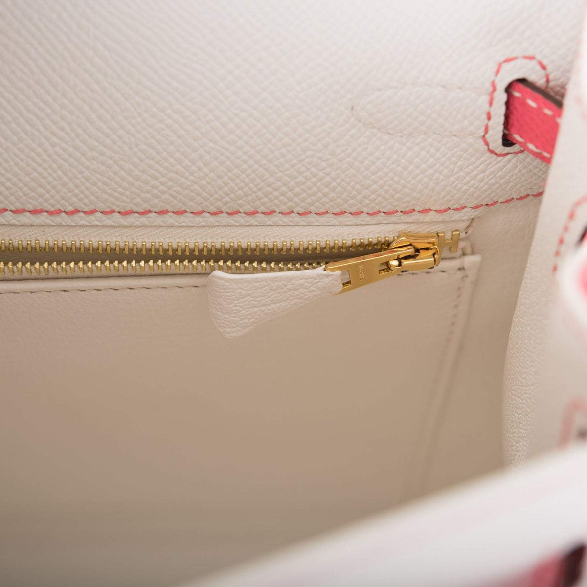 Hermes Horseshoe Stamp (HSS) Bi-Color White and Rose Azalee Epsom Sellier Kelly 25cm Permabrass Hardware