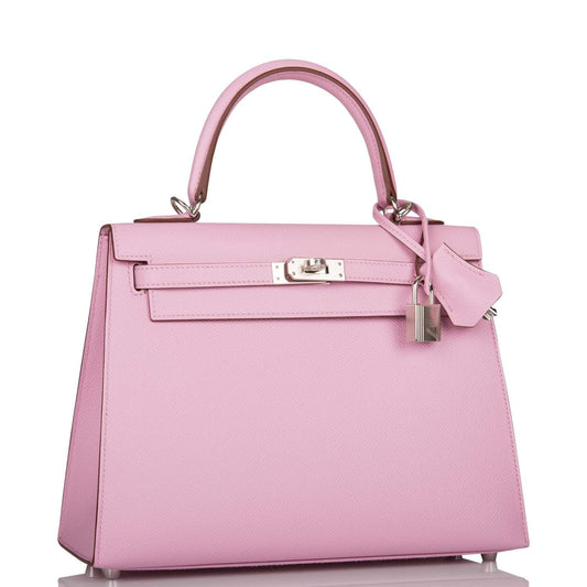Hermes Mauve Sylvestre Epsom Sellier Kelly 25cm Palladium Hardware