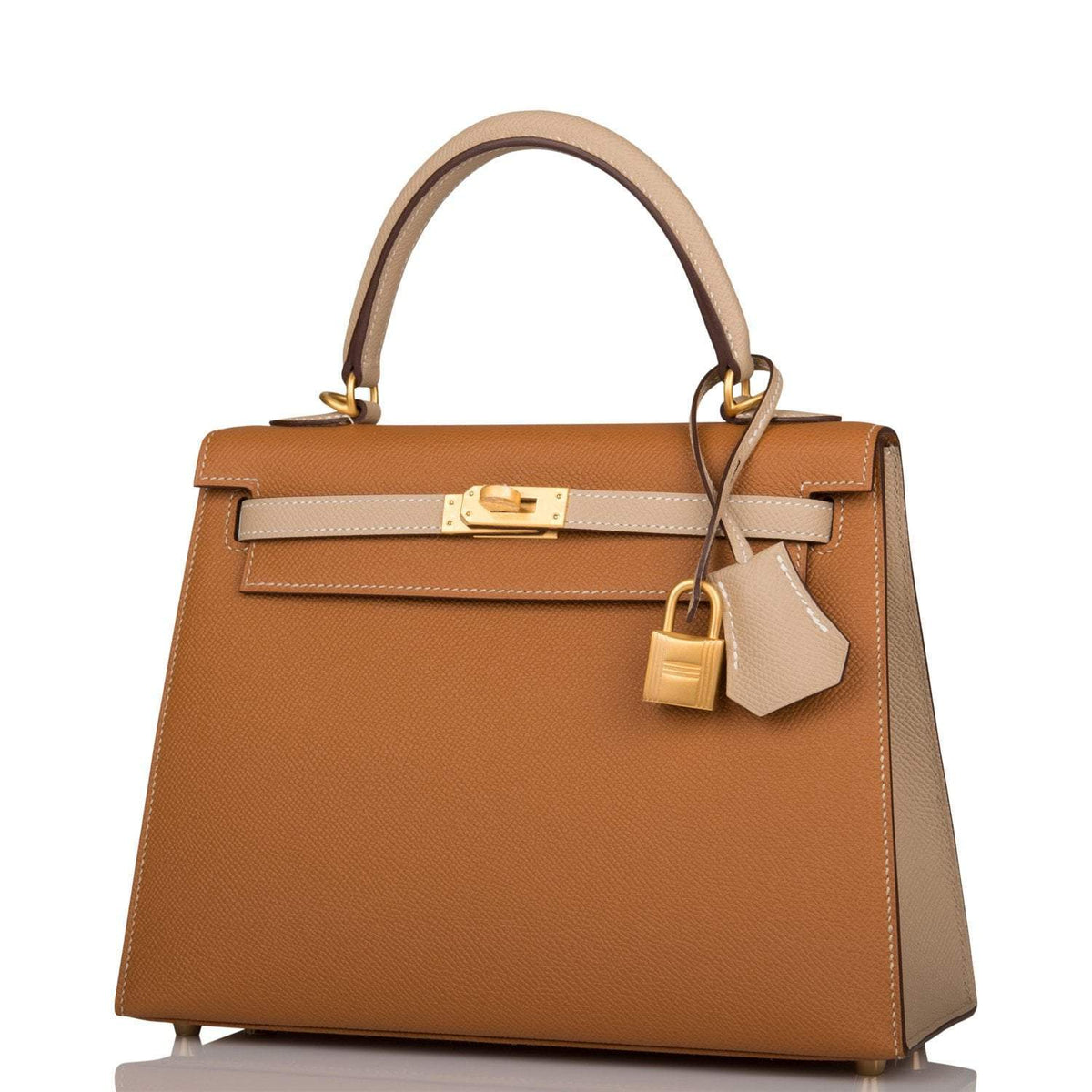 Hermes Kelly Sellier 25cm Gold and Trench Epsom  Brushed Gold Hardware
