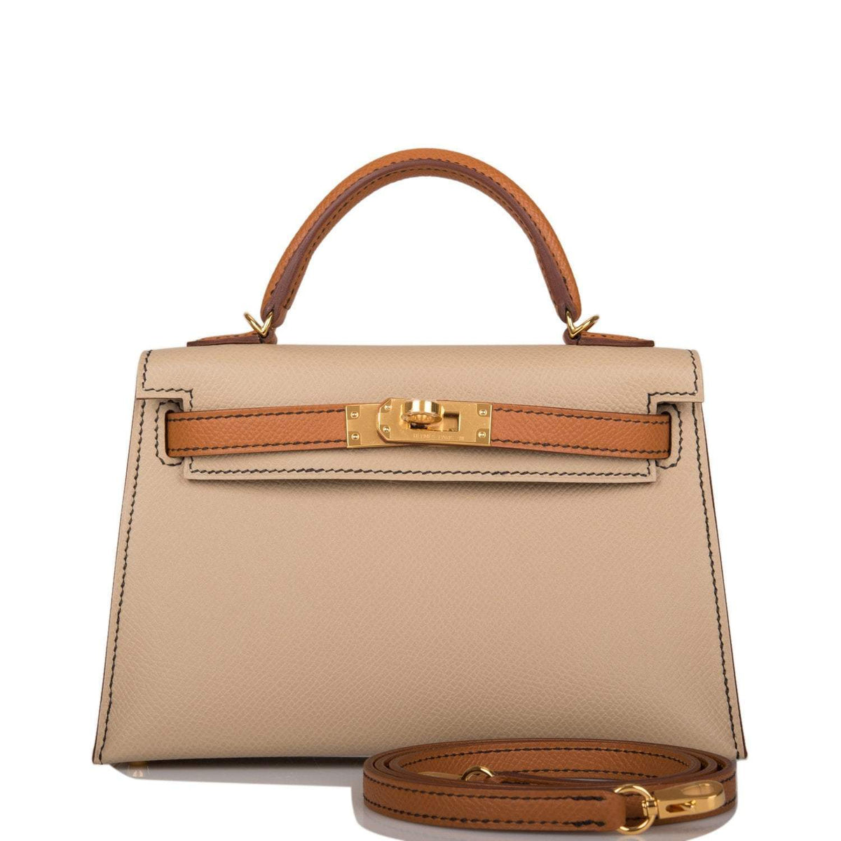 Hermes Kelly Sellier 20 Trench and Gold Epsom Gold Hardware