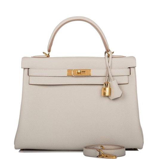 Hermes Kelly Retourne 32 Gris Perle Togo Gold Hardware