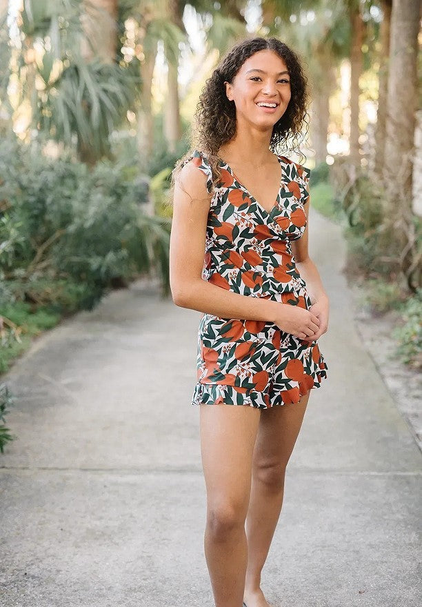 Built-in Bra Hot Spring Boxer Print American One-piece Swimsuit