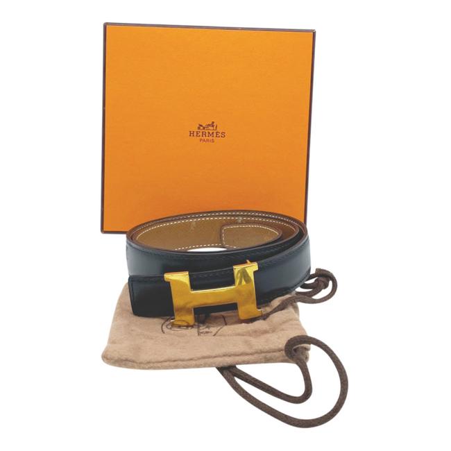 Hermes Hermes Black Constance Box Togo Reversible 24mm Gold H Strap 75 Belt